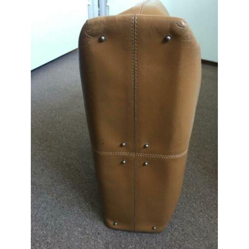 TOD'S shopper/tote bag camelkleurig leer vintage 40x25x10cm