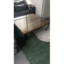 Uniek salontafel van spoorweghout