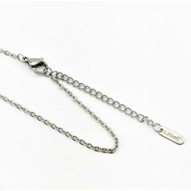 Ketting en Kruis in Roestvrij staal Zilver-Bruin. Nr. 190138