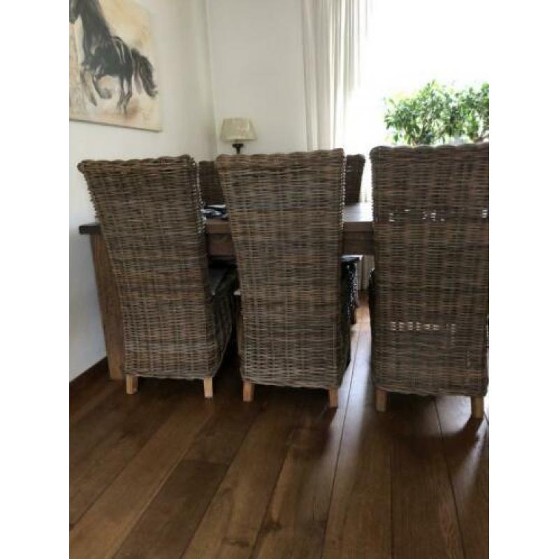 6 rieten eetkamerstoelen gebruikt