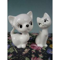 Prachtige Vintage Katten Poes Poezen beeldig beeldjes 2 stk