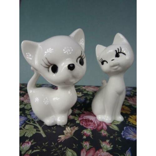 Prachtige Vintage Katten Poes Poezen beeldig beeldjes 2 stk