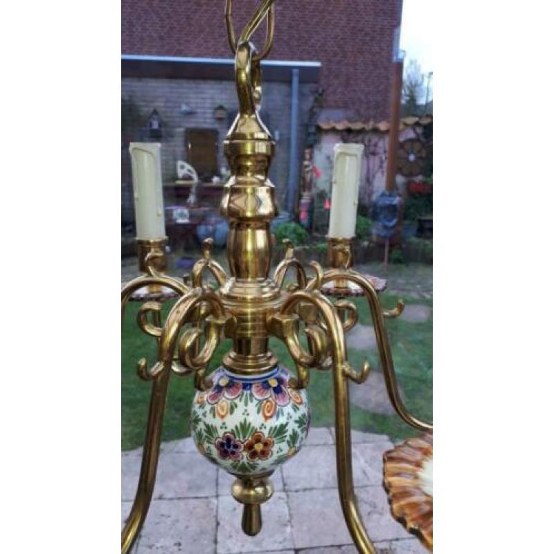 Koperen brocante kroonluchter