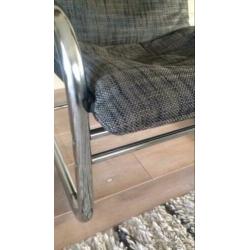 2 Chromen buisframe stoelen- fauteuils.(set)