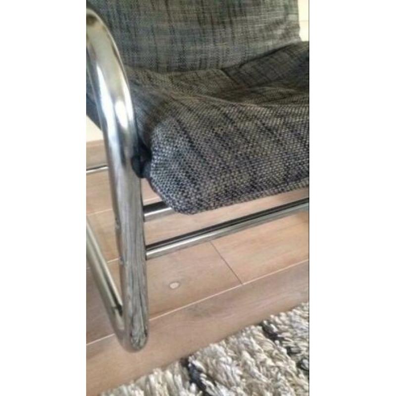 2 Chromen buisframe stoelen- fauteuils.(set)