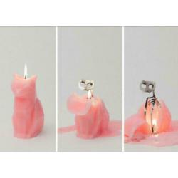 Pyropet kaars skelet kat roze nieuw