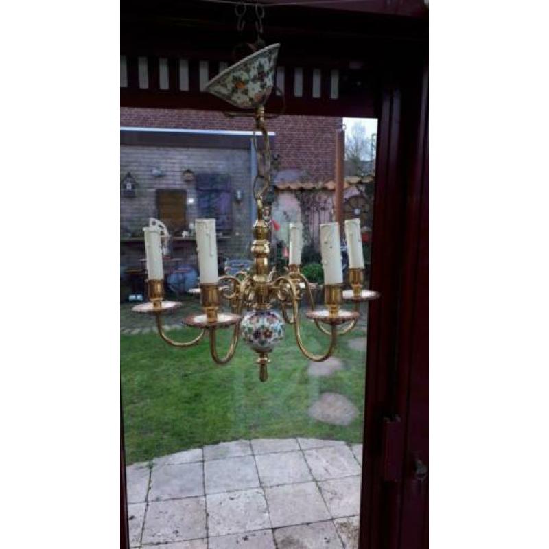 Koperen brocante kroonluchter
