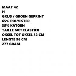 Maat 42 - h - tuniek in grijs / groen geprint