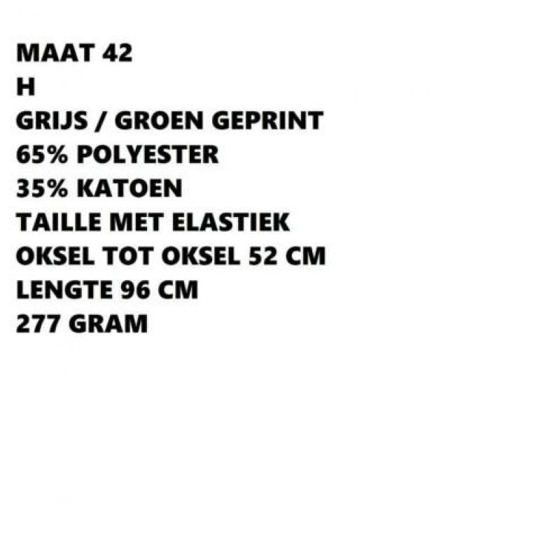 Maat 42 - h - tuniek in grijs / groen geprint