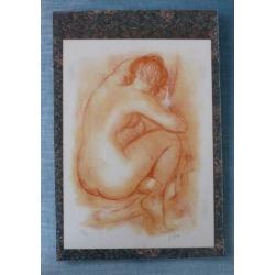 Litho vrouwelijk naakt; met certificaat van echtheid