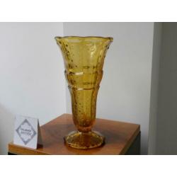 Hoge Art deco vaas Scailmont/Val St Lambert amber