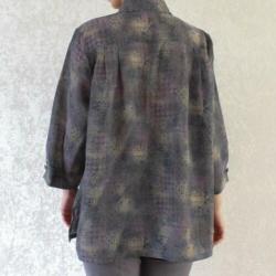 Vintage blouse grijs paars beige