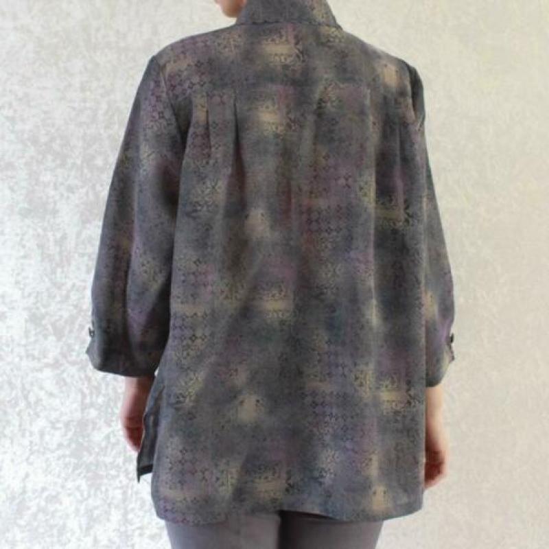 Vintage blouse grijs paars beige