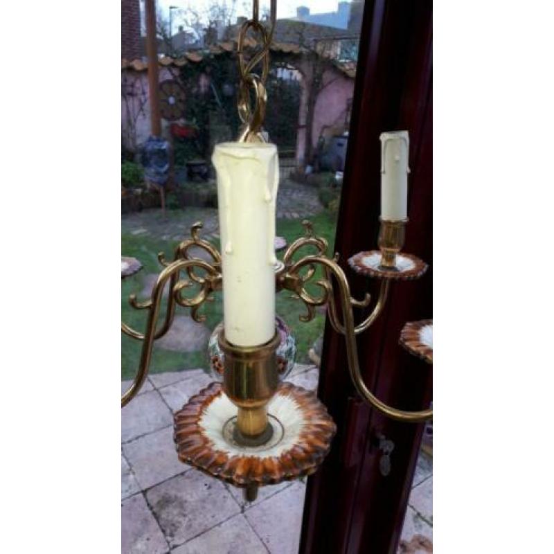 Koperen brocante kroonluchter