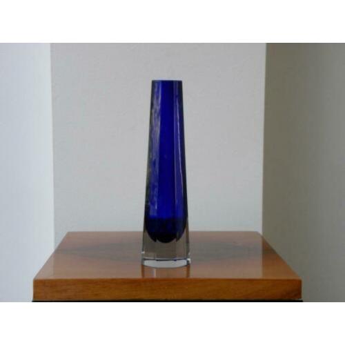 Moser/Murano Sixties Design vaas blauw/kristal