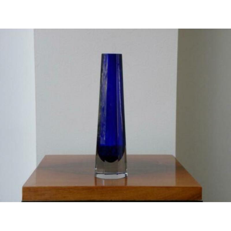 Moser/Murano Sixties Design vaas blauw/kristal