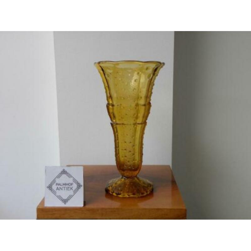 Hoge Art deco vaas Scailmont/Val St Lambert amber