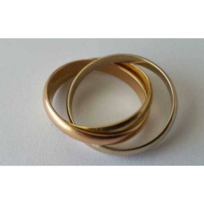 3 kleuren gouden ring Cartier style 18 karaats
