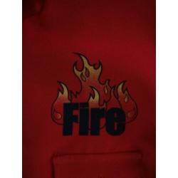 Leuke rood/zwart/goud BRANDWEER/FIRE GIRL jurkje (1)