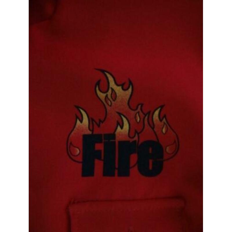 Leuke rood/zwart/goud BRANDWEER/FIRE GIRL jurkje (1)