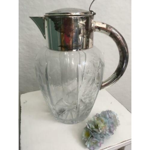 Karaf kristal fruit sapkan brocante antiek geslepen glas ***