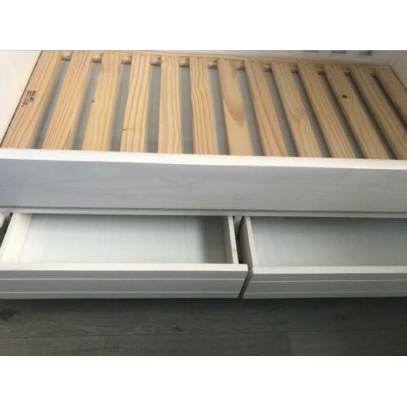 Compleet meegroeien ledikant white wash incl matras