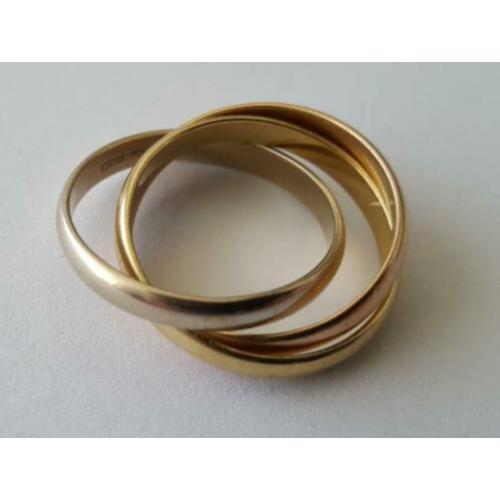 3 kleuren gouden ring Cartier style 18 karaats