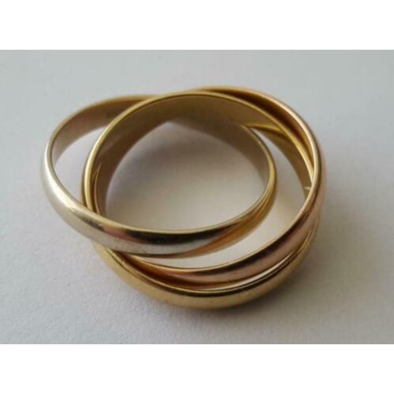 3 kleuren gouden ring Cartier style 18 karaats