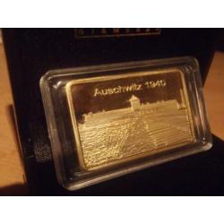Gouden 24 Karaat WW2 Auschwitz 1940 Baar 999 verguld
