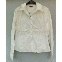 DIDI prachtig getailleerd creme/goud stretch blouse mt L