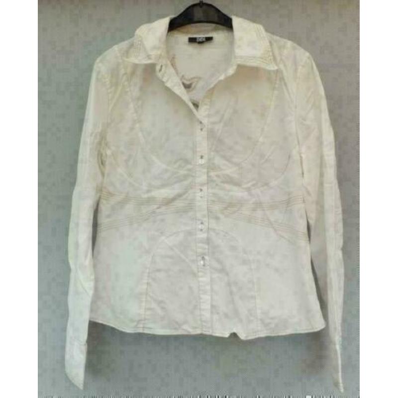 DIDI prachtig getailleerd creme/goud stretch blouse mt L