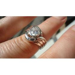 925 zilver design ring met wite topaas maat 16 1/4 - Vanoli