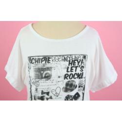 zgan Chipie t-shirt wit met zwarte print maat 6 (maat 116)