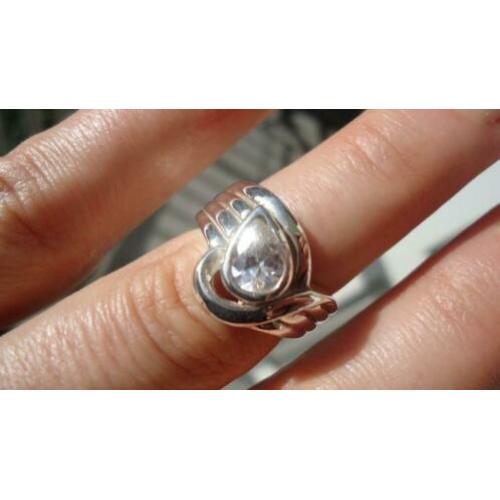 925 zilver design ring met wite topaas maat 16 1/4 - Vanoli