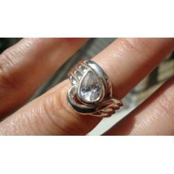 925 zilver design ring met wite topaas maat 16 1/4 - Vanoli