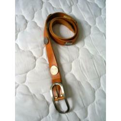 NIEUW !!! cognac kleurige BEANS BELT leren riem - 95 cm