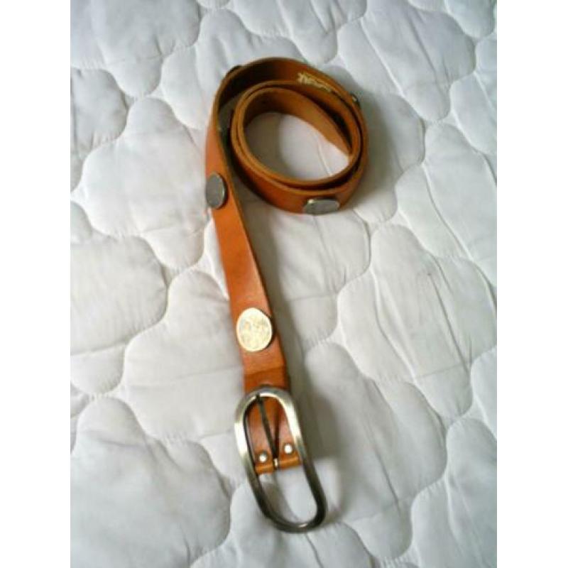 NIEUW !!! cognac kleurige BEANS BELT leren riem - 95 cm