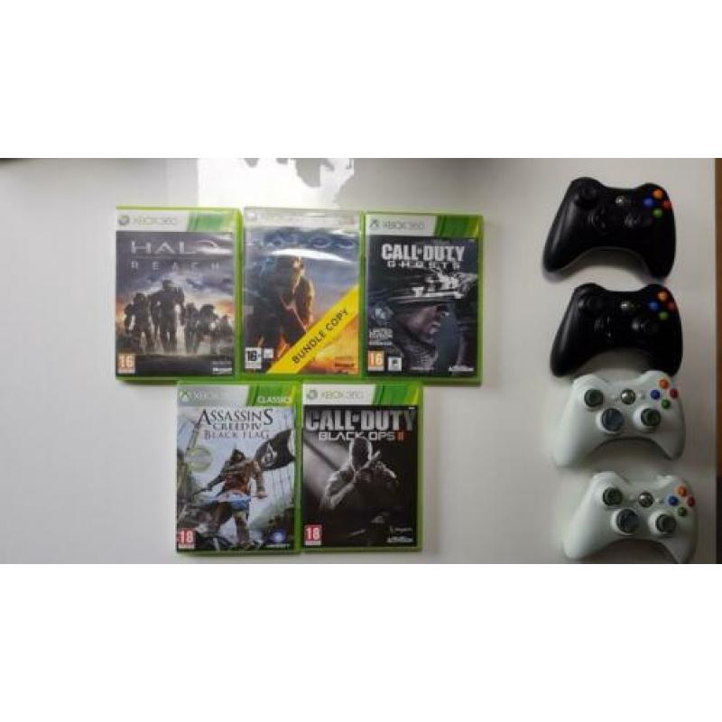Perfect werkende Xbox 360 incl. 5 games en 4 controllers!