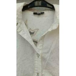 DIDI prachtig getailleerd creme/goud stretch blouse mt L