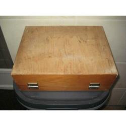 Oud houten kistje van Erres Heem-Master boormachine