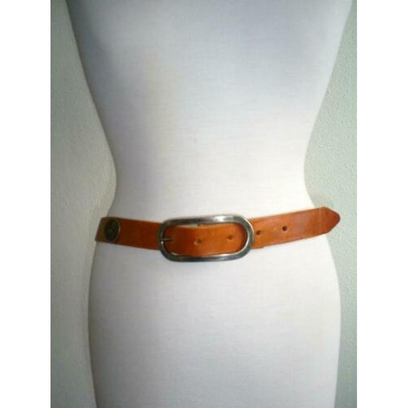 NIEUW !!! cognac kleurige BEANS BELT leren riem - 95 cm