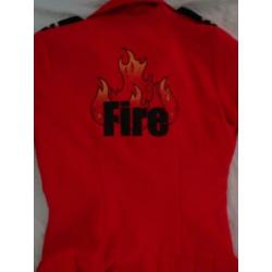 Leuke rood/zwart/goud BRANDWEER/FIRE GIRL jurkje (1)