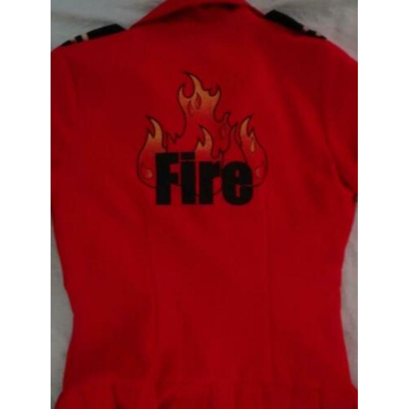 Leuke rood/zwart/goud BRANDWEER/FIRE GIRL jurkje (1)
