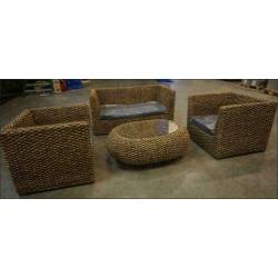Loungeset van waterhyacinth, hand gemaakt