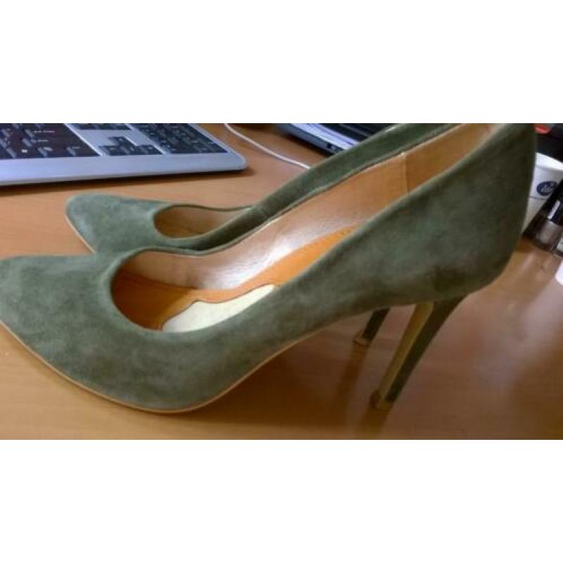 Zgan Le Ballon pumps, high heels, mosgroen, suede, maat 39