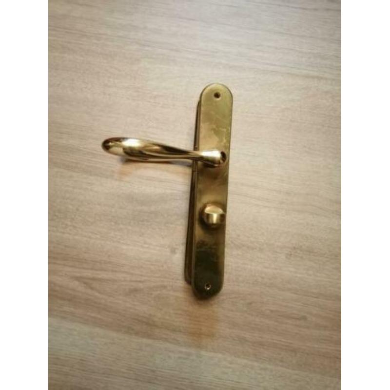 13 sets Messing deurbeslag, krukset met sluitplaat KOOPJE 5€