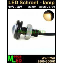LED 12V 23mm Mini spot 3 watt Warmwit 3W zwart NDB