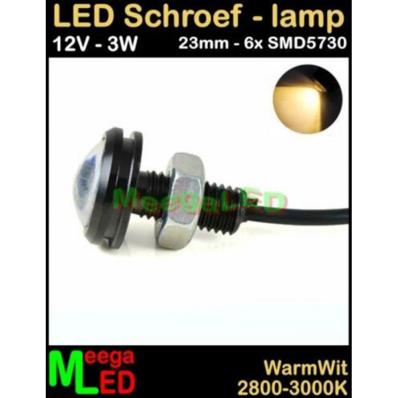 LED 12V 23mm Mini spot 3 watt Warmwit 3W zwart NDB