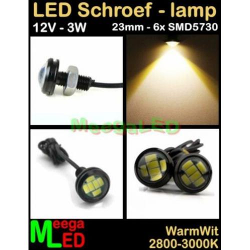 LED 12V 23mm Mini spot 3 watt Warmwit 3W zwart NDB