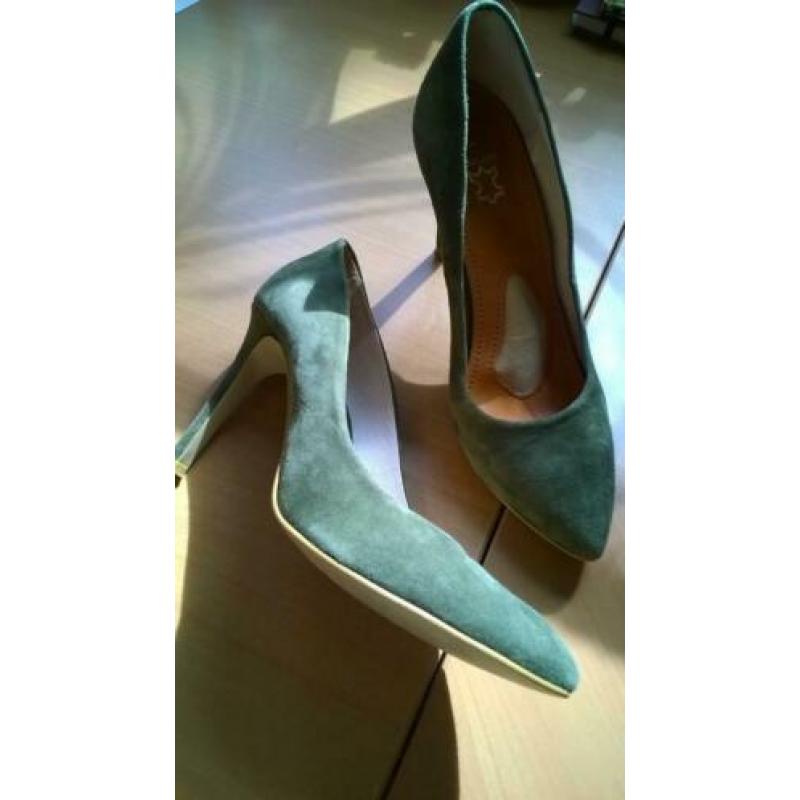 Zgan Le Ballon pumps, high heels, mosgroen, suede, maat 39